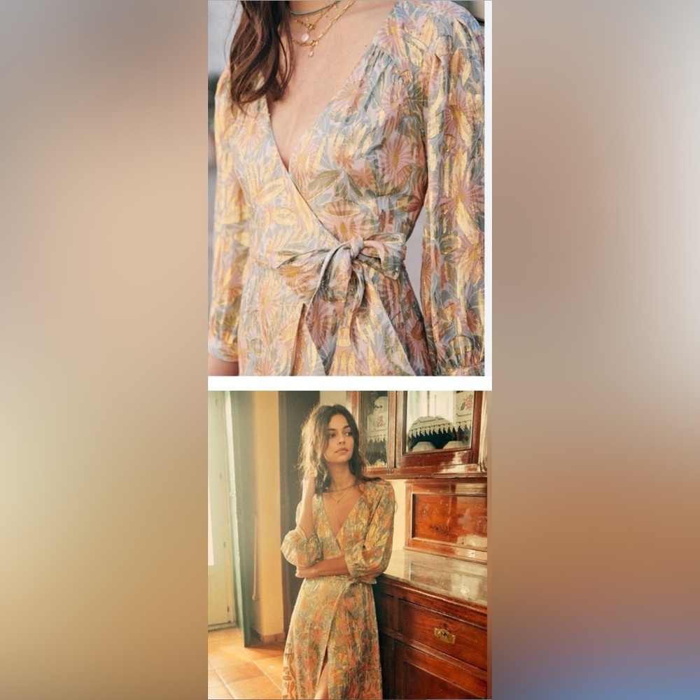 Sezane Floral Wrap Midi Dress - Multicolor